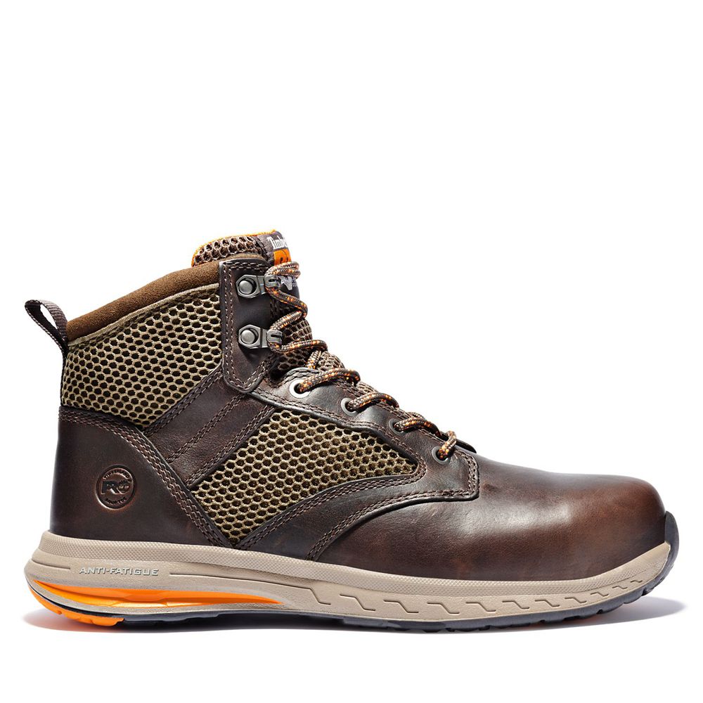 Timberland Mens Pro Boots Drivetrain Comp Toe Mid - Dark Brown - India UA8213057